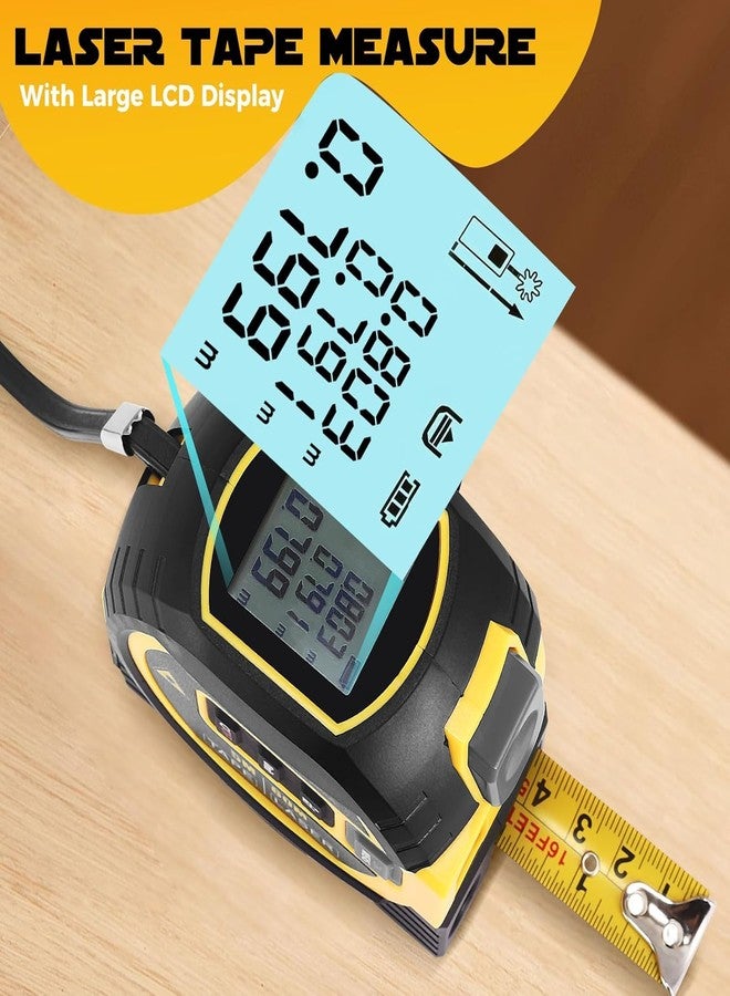 XOYO Laser Measurement Tape, 3in1 Digital Laser Distance Meters with LCD Display, 40M Laser & 5M Tape Measure, Vertical Cross Line, Measuring Area/Volume/Distance/Pythagorean Circumference (40M) - Image 3