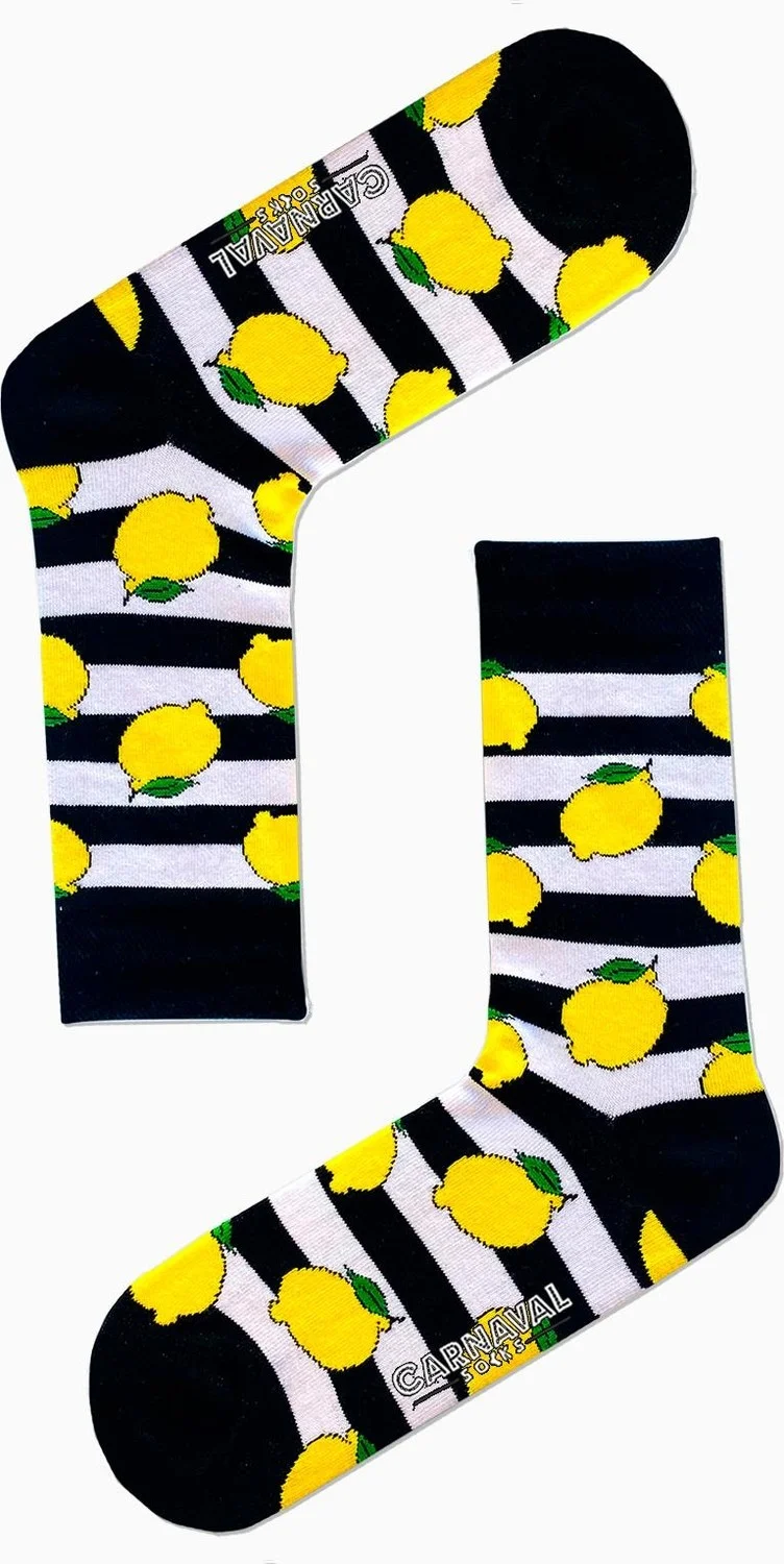Carnaval Socks Striped Lemon Patterned Colorful Socks