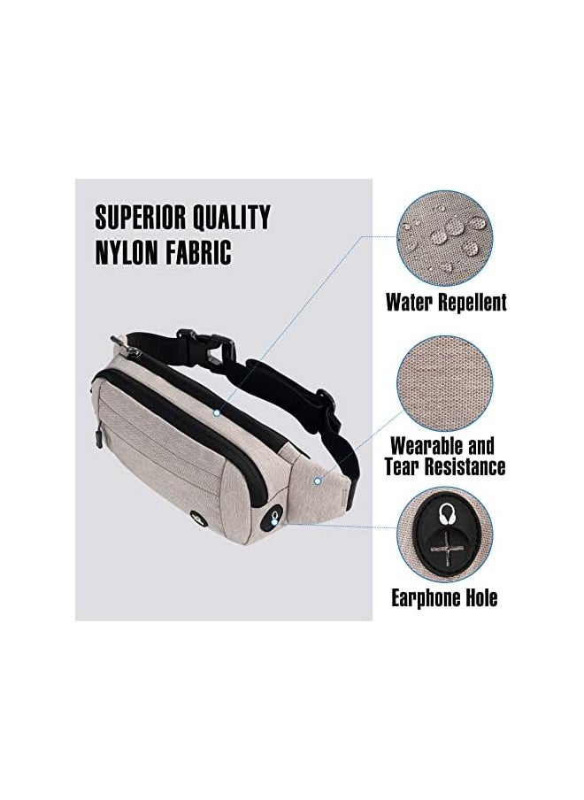 WATERFLY - WATERFLY Fanny Pack Waist Bag: Small Hip Pouch Bum Bag Fannie Pack Phanny Fannypack Waistpack Bumbag Beltbag Sport Slim Fashionable for Jogging Hiking Hiker Woman Man Grey - Image 1