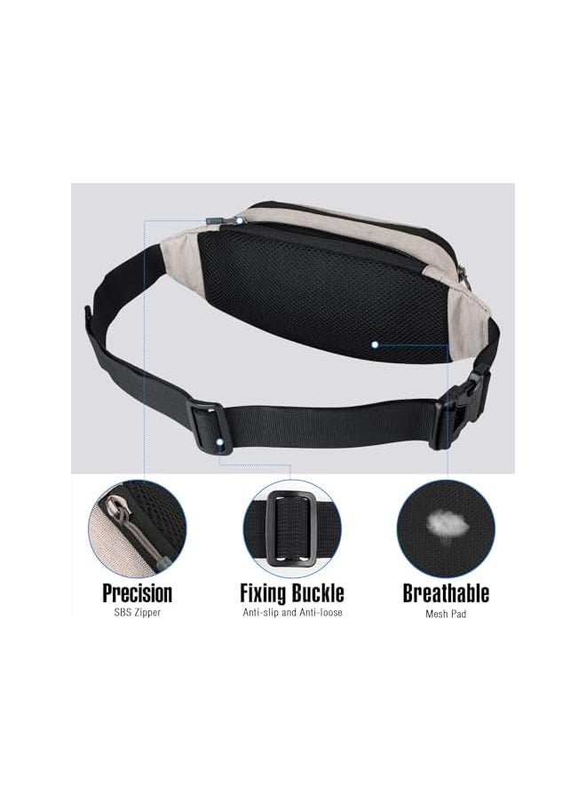 WATERFLY - WATERFLY Fanny Pack Waist Bag: Small Hip Pouch Bum Bag Fannie Pack Phanny Fannypack Waistpack Bumbag Beltbag Sport Slim Fashionable for Jogging Hiking Hiker Woman Man Grey - Image 1