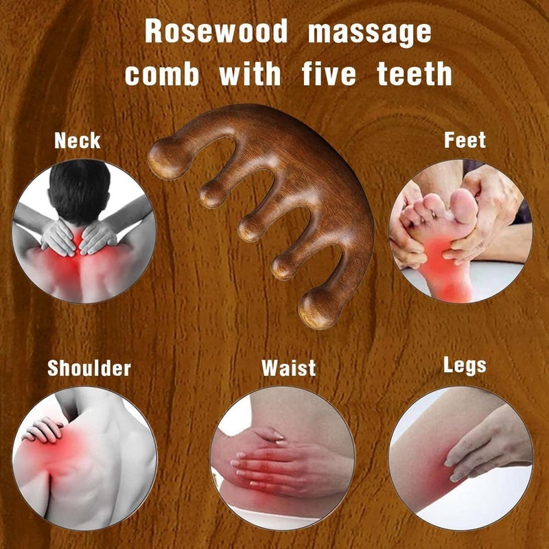 NETXE Wooden scalp massager for hair growth | Wood Head scalp massage comb tool - Gua Sha for hair massager | Wooden wide tooth comb hair massager for hair growth | Head messages for Scalp - Image 3
