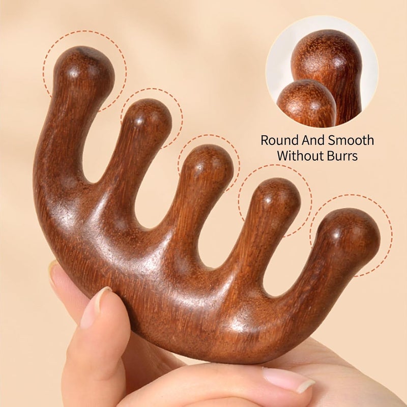 NETXE Wooden scalp massager for hair growth | Wood Head scalp massage comb tool - Gua Sha for hair massager | Wooden wide tooth comb hair massager for hair growth | Head messages for Scalp - Image 2