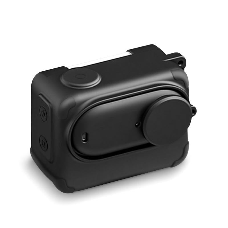 Stoyobe for Insta360 GO 3S, Camera Charging Box Silicone Cover with Lens Cap & Wrist Strap, Anti-Scratch Protective Case Skin with Action Strap for Action Camera (Black) - Image 1