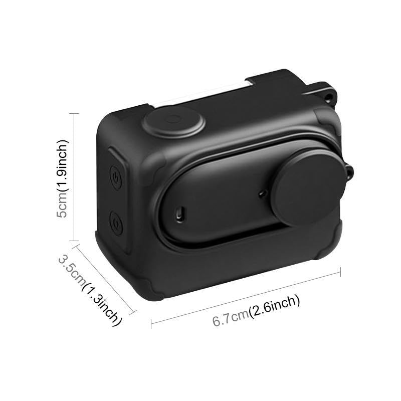 Stoyobe for Insta360 GO 3S, Camera Charging Box Silicone Cover with Lens Cap & Wrist Strap, Anti-Scratch Protective Case Skin with Action Strap for Action Camera (Black) - Image 3