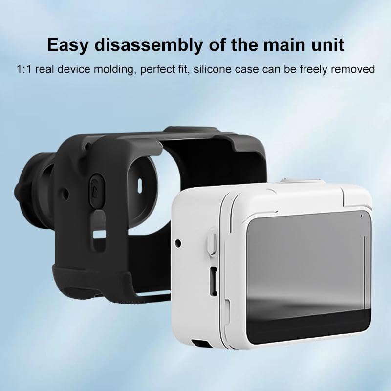 Stoyobe for Insta360 GO 3S, Camera Charging Box Silicone Cover with Lens Cap & Wrist Strap, Anti-Scratch Protective Case Skin with Action Strap for Action Camera (Black) - Image 4