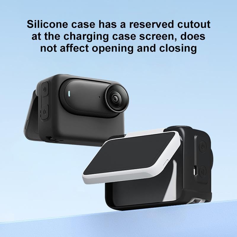 Stoyobe for Insta360 GO 3S, Camera Charging Box Silicone Cover with Lens Cap & Wrist Strap, Anti-Scratch Protective Case Skin with Action Strap for Action Camera (Black) - Image 5