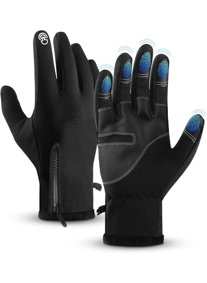 SOLARAE Winter Gloves, Men Women Touch Screen Glove, Classic Unisex Leather Gloves for Cycling, Running, and Fishing - Waterproof and Thermal for Men and Women - Image 1