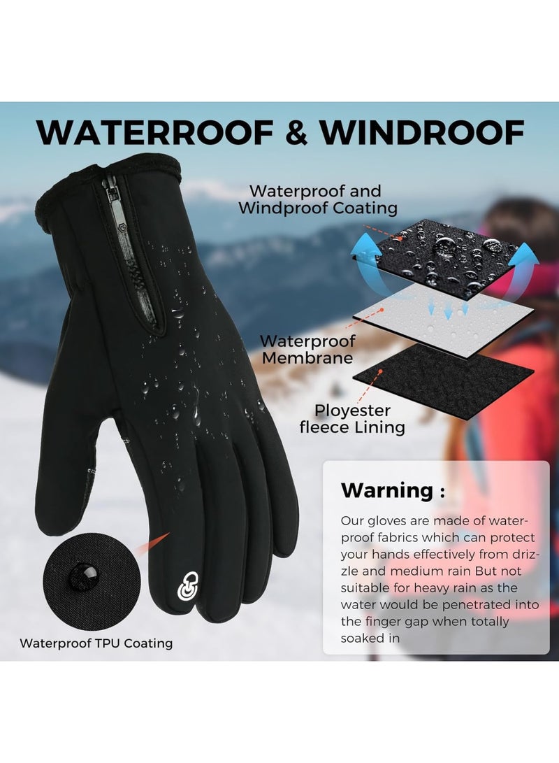 SOLARAE Winter Gloves, Men Women Touch Screen Glove, Classic Unisex Leather Gloves for Cycling, Running, and Fishing - Waterproof and Thermal for Men and Women - Image 2