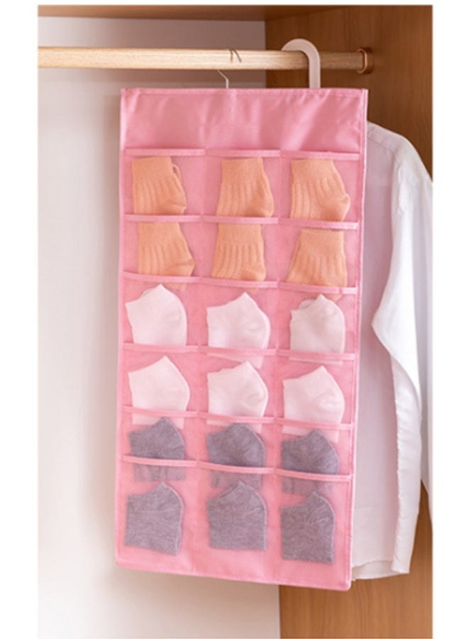 هابي هوم منظم خزانة معلق مزدوج الجوانب من قماش أوكسفورد شبكي بمتانة عالية – علاقة تخزين ملابس داخلية وجوارب وحمالات صدر بإطار معدني دوار 360 درجة – منظم جيوب شفاف للملابس الصغيرة والاكسسوارات والمستلزمات اليومية – قابل للغسل وسهل الطي والتخزين، مثالي للسفر وغرفة النوم والخزانة - Image 3