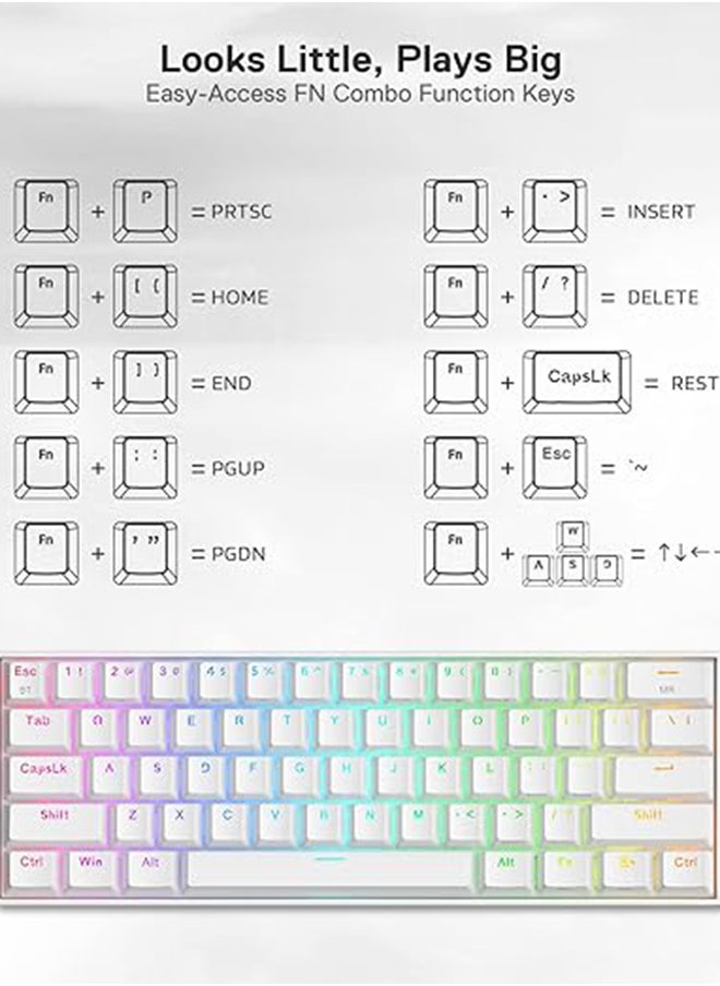 K530 Pro Draconic 60% Wireless RGB Mechanical Keyboard, Bluetooth/2.4Ghz/Wired 3-Mode 61 Keys Compact Gaming Keyboard w/100% Hot-Swap Socket, Free-Mod Plate Mounted PCB & Linear Red Switch