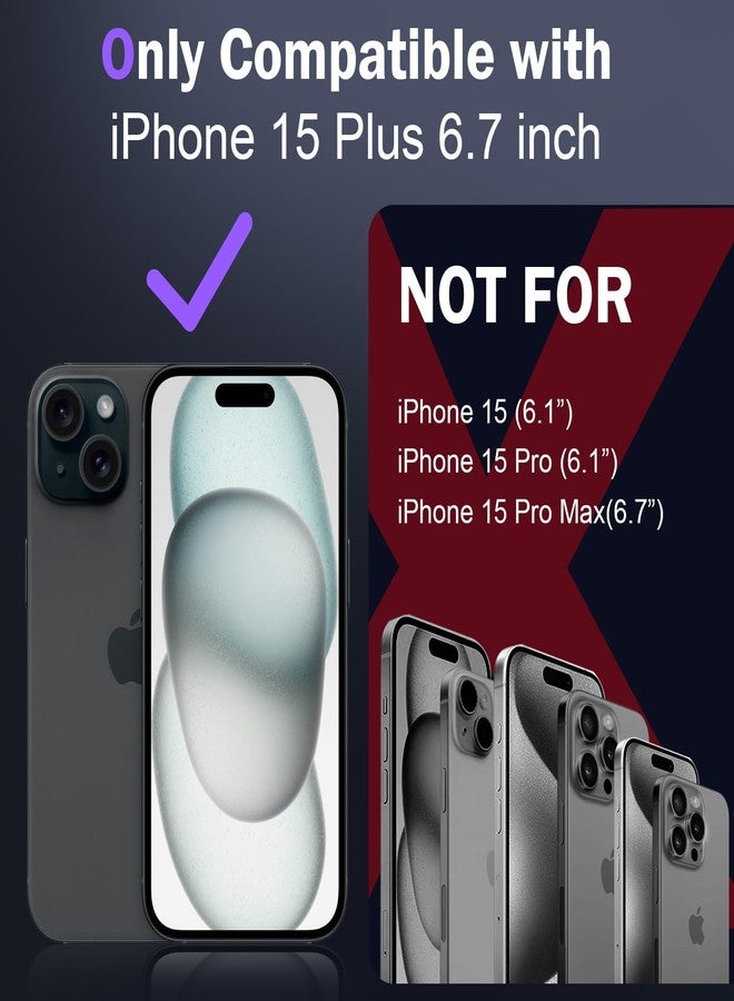 DEERLAMN جراب DEERLAMN لهاتف iPhone 15 Plus مع غطاء كاميرا منزلق + واقي شاشة (عبوة واحدة)، غطاء حماية مقاوم للصدمات من الدرجة العسكرية مع مسند حلقي دوار، مقاس 6.7 بوصة - أزرق داكن - Image 2