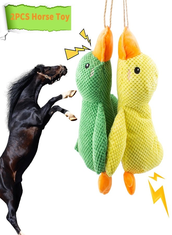 OOXYG Horse Toys Squeaky Squeeze Plush Duck, Interactive Squeaky Duck Toy for Horses to Play with, Hanging Plush Enrichment Toys for Horses Goat to Prevent Boredom-(Green+Yellow) - Image 3