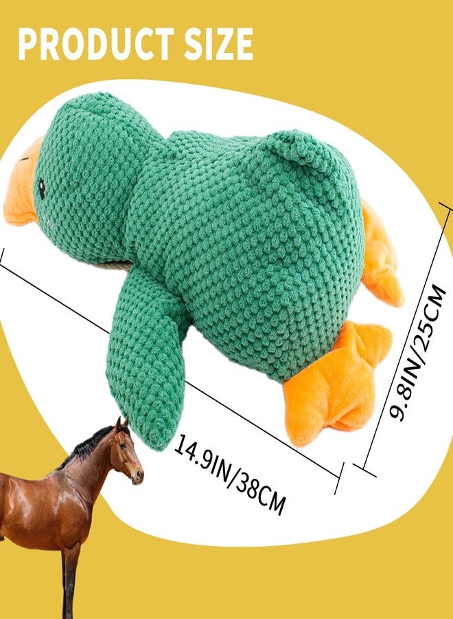 OOXYG Horse Toys Squeaky Squeeze Plush Duck, Interactive Squeaky Duck Toy for Horses to Play with, Hanging Plush Enrichment Toys for Horses Goat to Prevent Boredom-(Green+Yellow) - Image 5