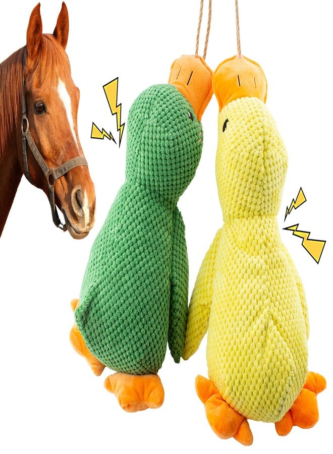 OOXYG Horse Toys Squeaky Squeeze Plush Duck, Interactive Squeaky Duck Toy for Horses to Play with, Hanging Plush Enrichment Toys for Horses Goat to Prevent Boredom-(Green+Yellow) - Image 2