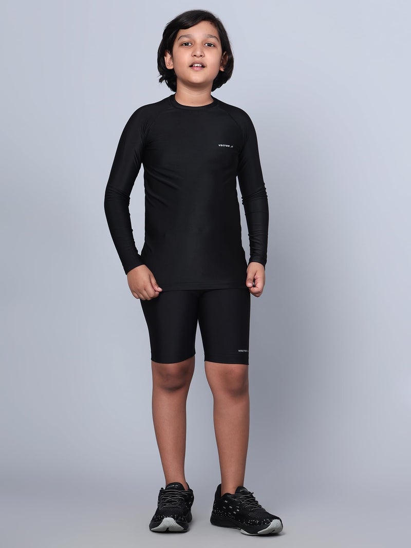 Vector X Unisex Kid's Polyester OKT-302 Compression Lycra Full Sleeve Top, Black, 8 Years-9 Years - Image 5