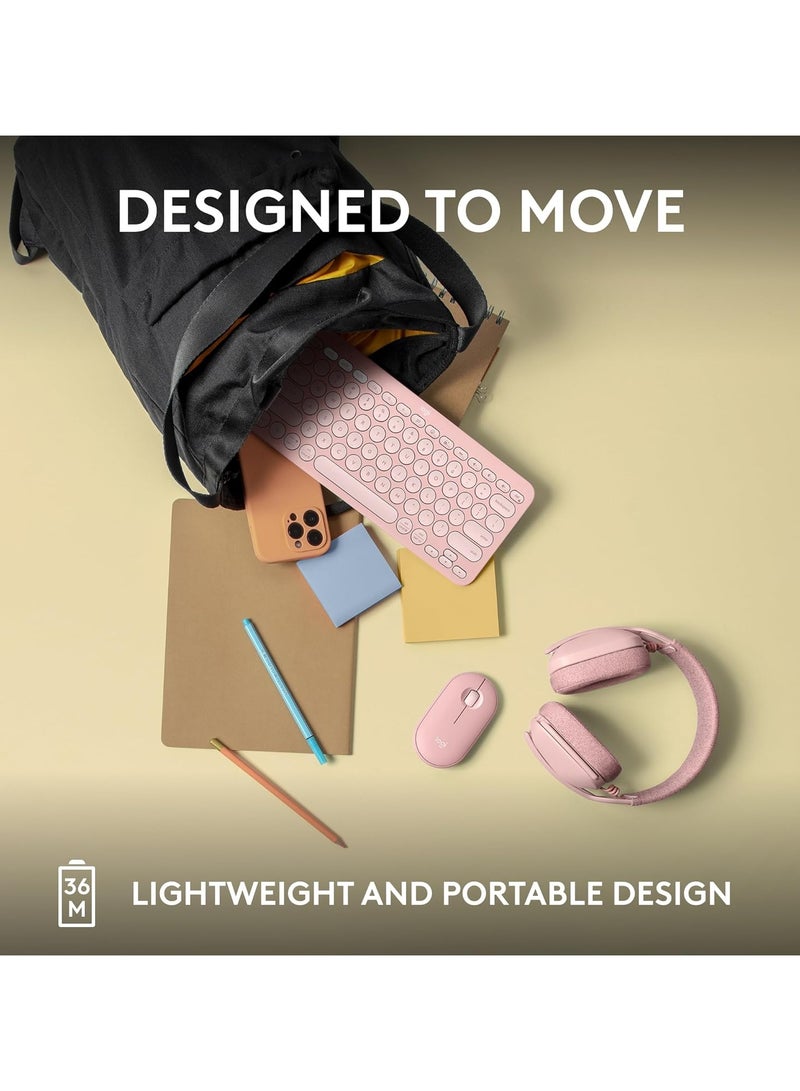 Logitech Pebble Keys 2 K380s, Multi-Device Bluetooth Wireless Keyboard with Customisable Shortcuts, Slim and Portable, Easy-Switch for Windows, macOS, iPadOS, Android, Chrome OS - Tonal Rose