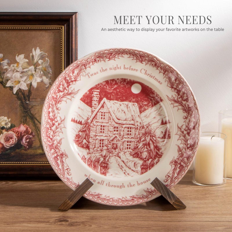 ANBOXIT Plate Stand for Display - 6.5 Inch Plate Holder Display Stand, Wooden Picture Frame Holder, Decorative Table Top Easels - Image 2