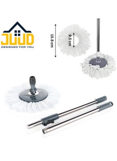 Juud Juud 360 Spin Mop & Bucket Set for Floor Cleaning–Easy Press Stainless Steel Handle 2 Microfiber,Wheels Handle Dehydration Indicator Turbine Spin Ideal for Home Kitchen  - Image 2