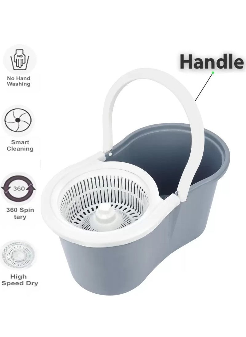 Juud - Juud 360 Spin Mop & Bucket Set for Floor Cleaning–Easy Press Stainless Steel Handle 2 Microfiber,Wheels Handle Dehydration Indicator Turbine Spin Ideal for Home Kitchen - Image 1