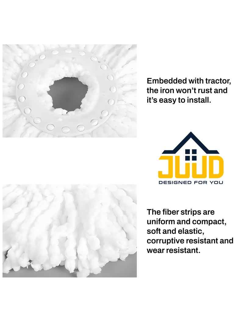 Juud - Juud 360 Spin Mop & Bucket Set for Floor Cleaning–Easy Press Stainless Steel Handle 2 Microfiber,Wheels Handle Dehydration Indicator Turbine Spin Ideal for Home Kitchen - Image 1