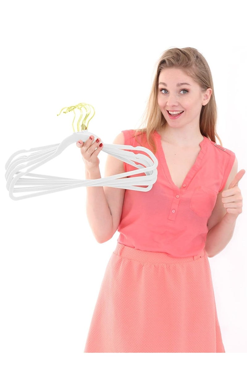 Premium Velvet Hangers Pack 30 Pcs Heavy Duty Non Slip Slimline Velvet Suit Hanger Gold Hooks,Space Saving Clothes Hanger White - Image 5