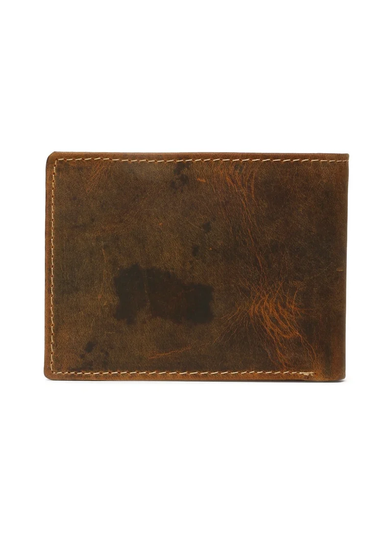 Teakwood  Teakwood Men's Genuine Leather Wallet | 5 Card Slots | 2 Cash Compartments | 2 ID Windows | Button Coin Pocket | 4 Slip Pockets | Brown for Men | Best Price UAE