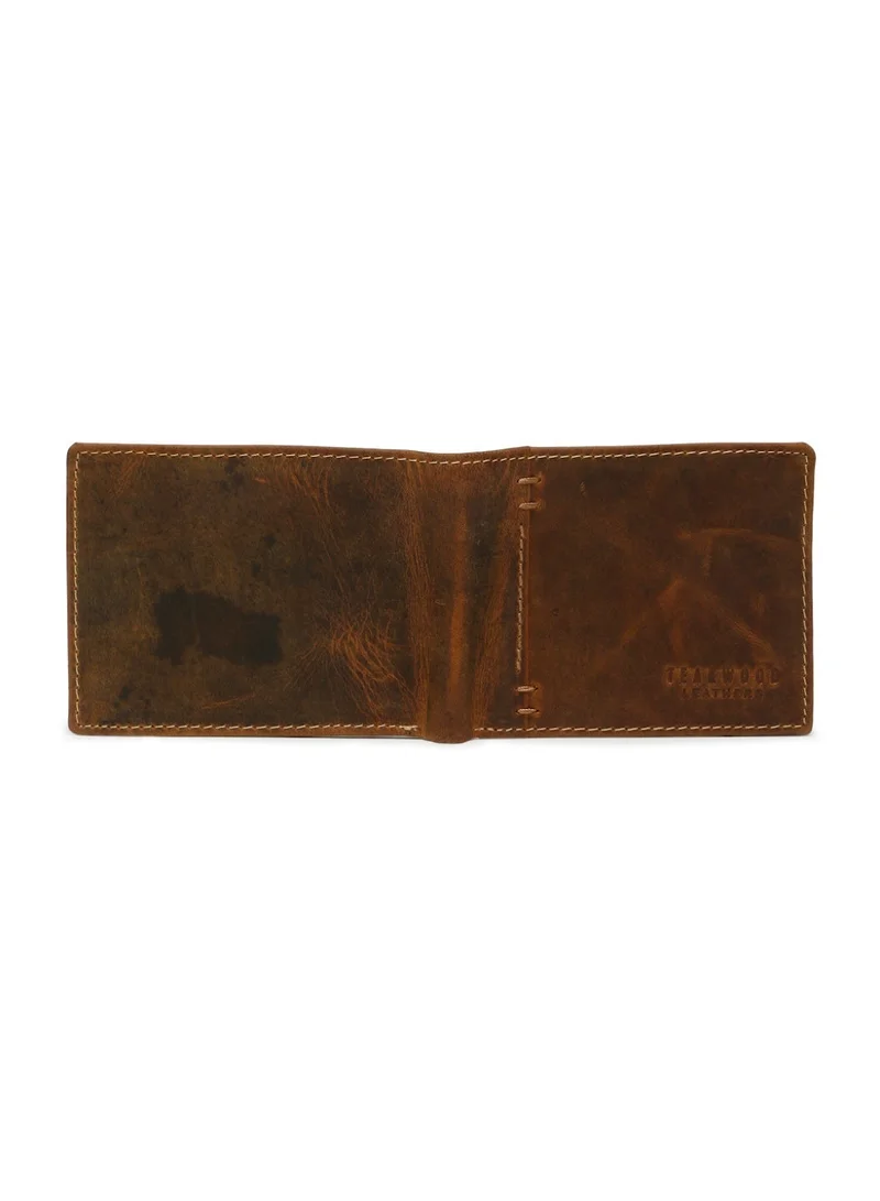 Teakwood Teakwood Men's Genuine Leather Wallet | 5 Card Slots | 2 Cash Compartments | 2 ID Windows | Button Coin Pocket | 4 Slip Pockets | Brown