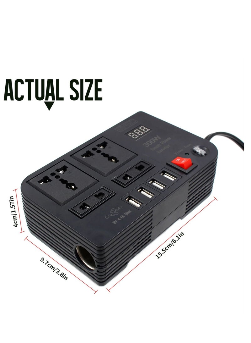 Generic 300W Car Power Inverter With 4 USB Socket Auto Charger Converter DC 12V To AC 220V Fast Charging Part  - Image 3