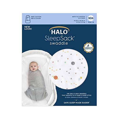 HALO 100% Cotton Sleepsack Swaddle, 3-Way Adjustable Wearable Blanket, TOG 1.5, Space, Small, 3-6 Months - Image 4