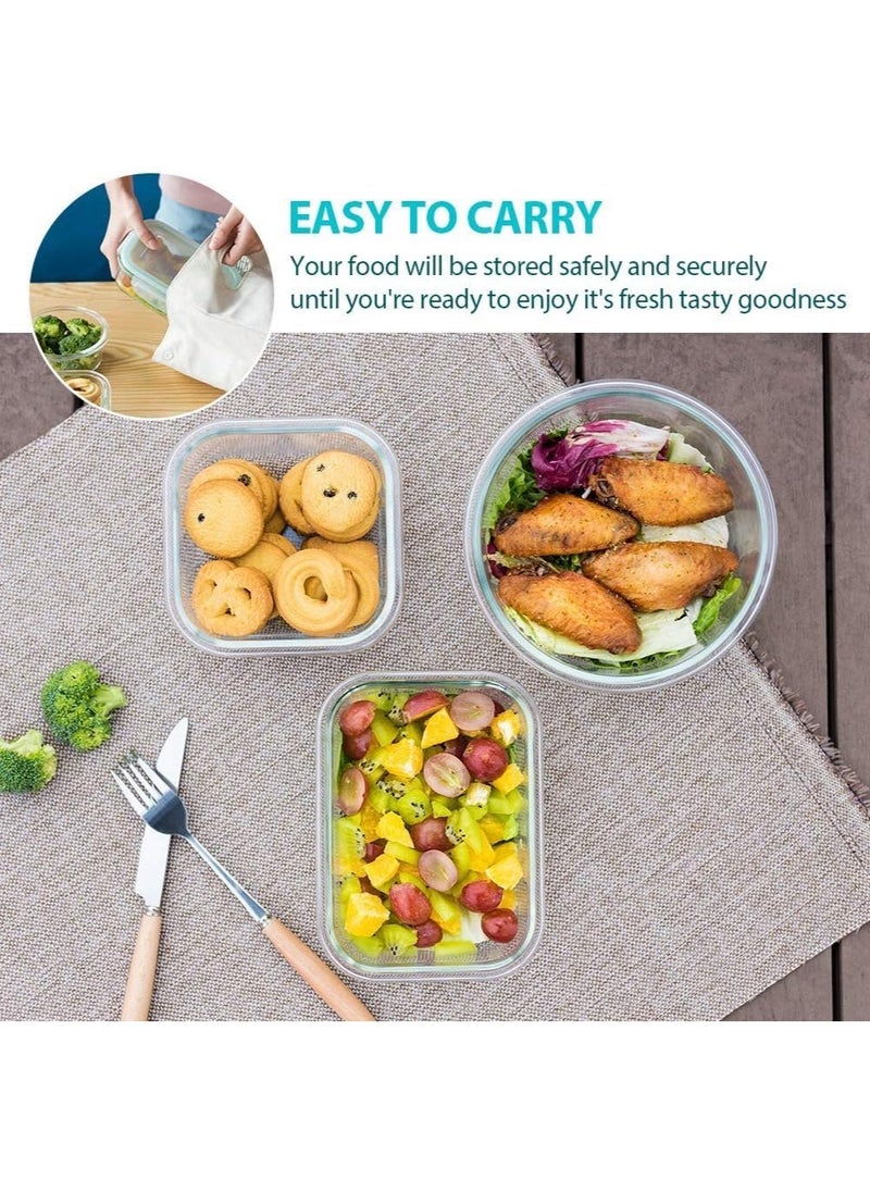 TYCOM Glass Meal Prep Containers (3 pcs Round) - Glass Food Storage Containers with Lids, Glass Lunch Box, Portion Control, Airtight, Glass Bento Box Lunch Containers- 3P Round Blue  - Image 4