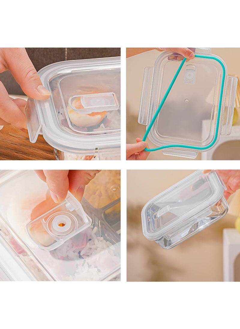 TYCOM Glass Meal Prep Containers (3 pcs Round) - Glass Food Storage Containers with Lids, Glass Lunch Box, Portion Control, Airtight, Glass Bento Box Lunch Containers- 3P Round Blue  - Image 5