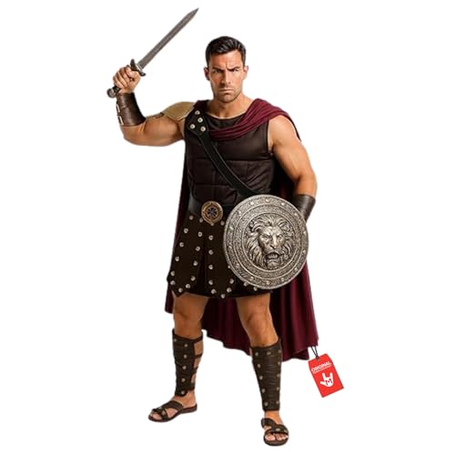 Morph Roman Gladiator Costume Men, Knight Costume, Spartan Warrior Outfit for Adults, Gladiator Halloween Costume Men, Large - Image 1