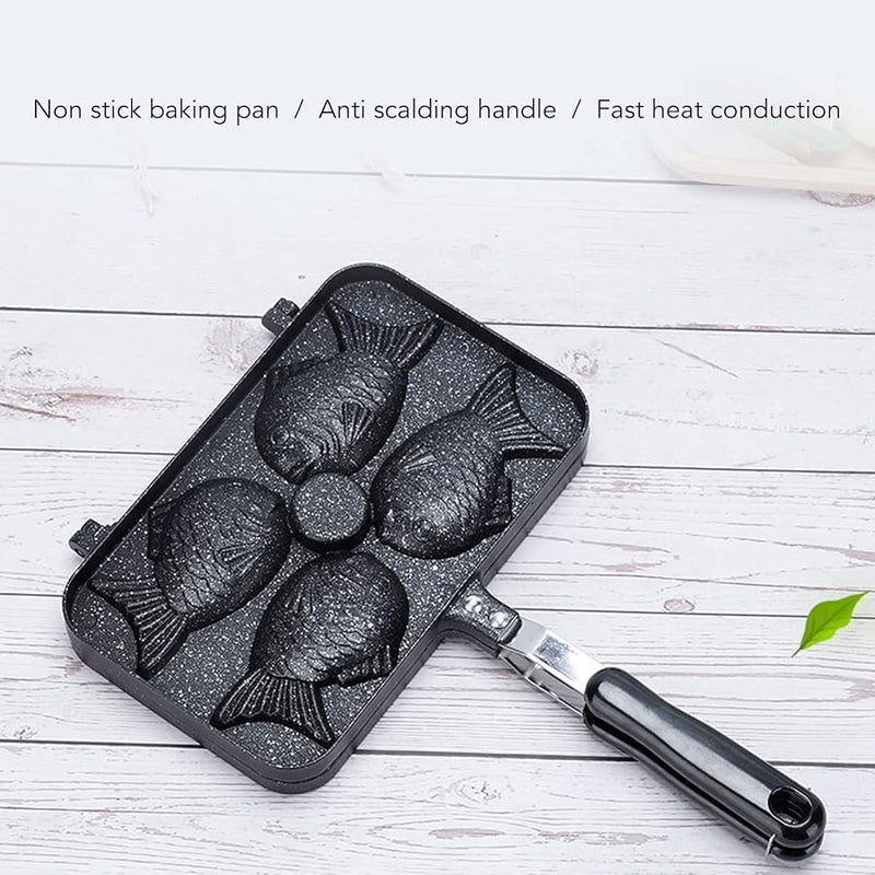 Non Stick Double Sided Taiyaki Waffle Pan With Anti Scalding Handle Aluminium Alloy - Image 4