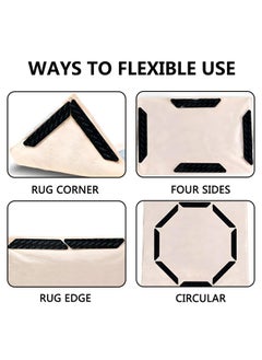 GUSGU 8 Pcs Non Slip Rug Tape for Hardwood Floors and Tiles, Reusable and Washable Carpet Tape for Area Rugs, Dual Sided Adhesive Rug Sticker to Keep Your Rugs in Place Style D  - Image 5