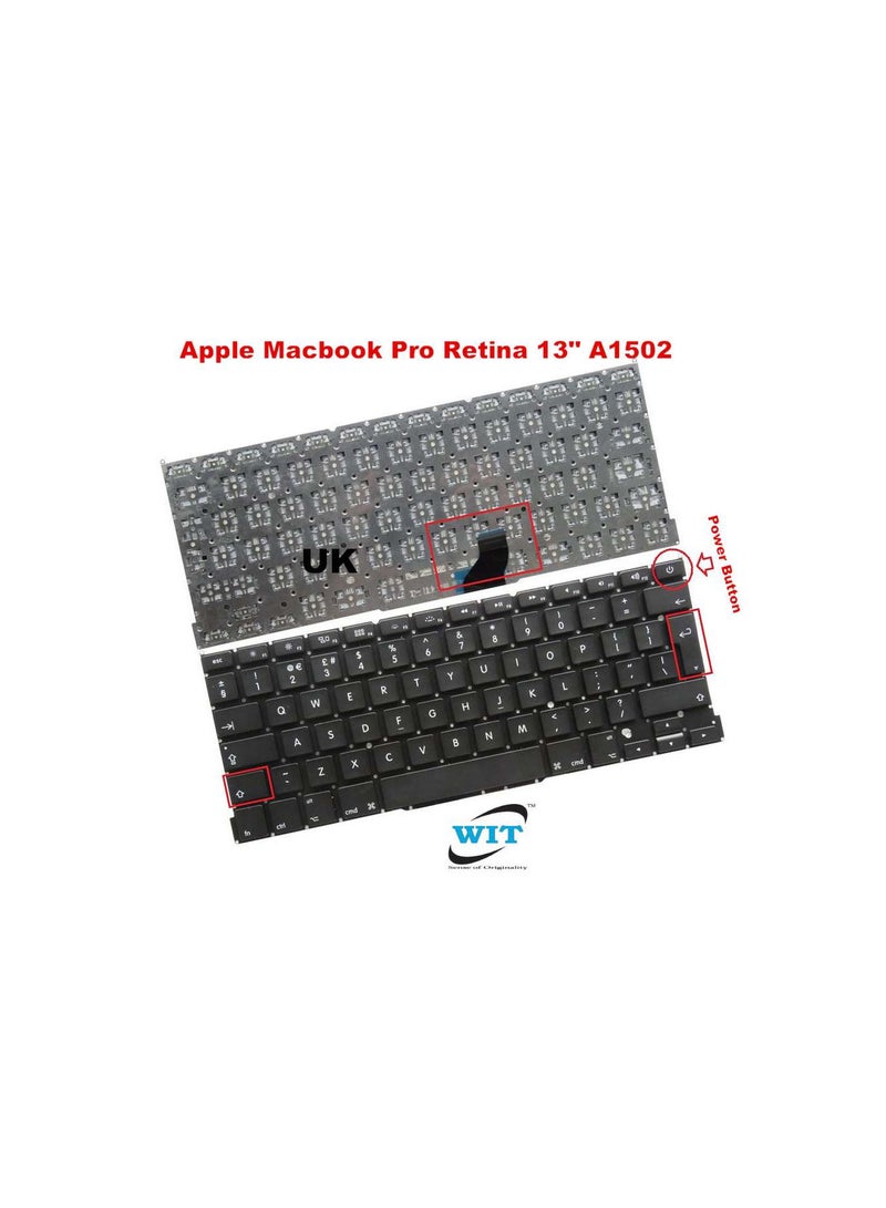 NMT laptop UK keyboard for App A1502 Macbook Pro RETINA 13 (2013 - 2014-2015)MacBook Pro Retina 13 Inch A1502 Replacement Laptop Keyboard english - Image 2