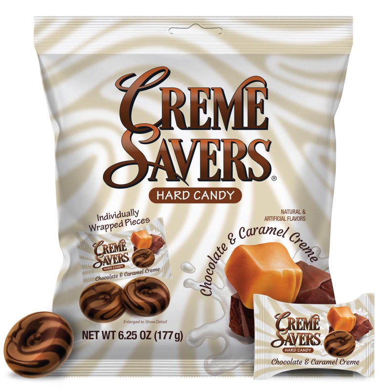 Creme Savers Chocolate and Caramel Hard Candy | The Taste of Sweet Chocolate Swirled in Rich Caramel Cream | The Original Classic Creme Savers Brought To You By Iconic Candy | 6.25oz Bag