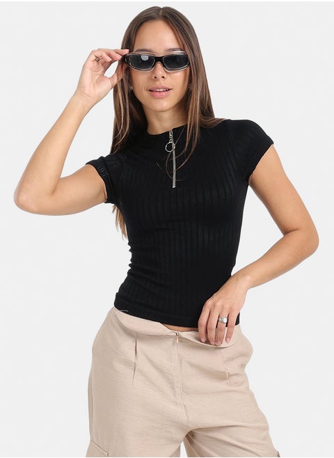 Ribbed Seamless Half Zip Top