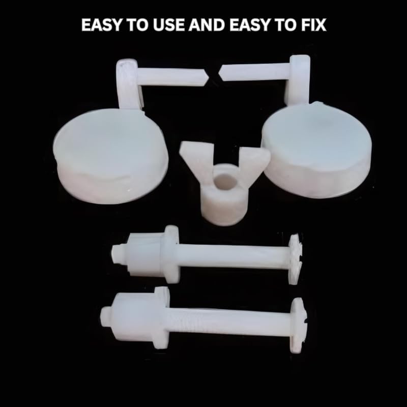 NEW WARE غطاء مقعد المرحاض البلاستيكي هند. نوع مفصلات دائرية مع مشبك (اللون: أبيض، زوج 1) - Image 4