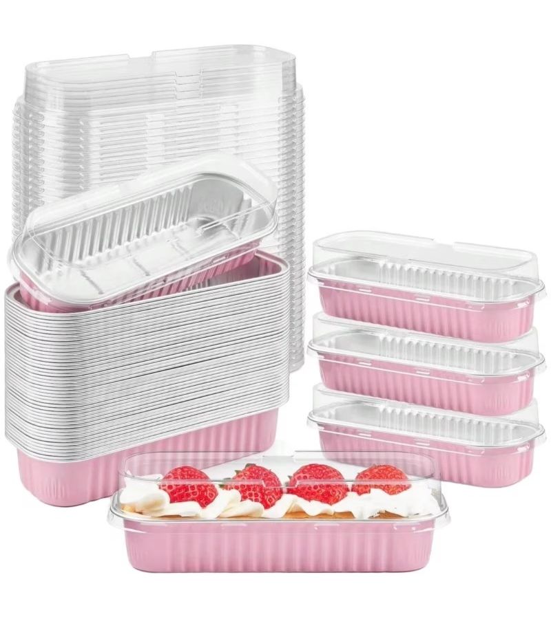 72 Pcs Mini Rectangular Aluminum Foil Baking Pan Set With 36 Lids For Reusable Wheat Bread And Cake Portioning - Image 2