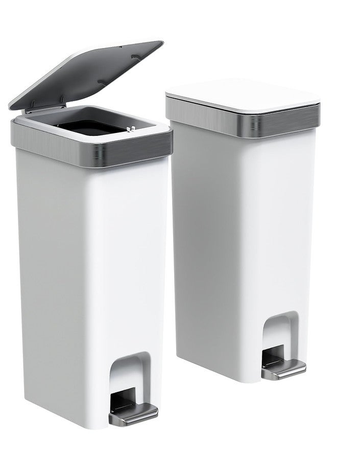 onlcuk Step Trash Can，Foot Pedal & Press Open 5230-Grayish-white-2Pack - Image 1