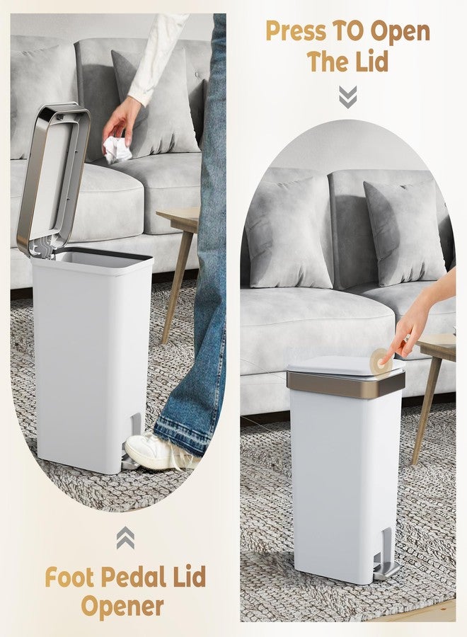 onlcuk Step Trash Can，Foot Pedal & Press Open 5230-Grayish-white-2Pack - Image 4