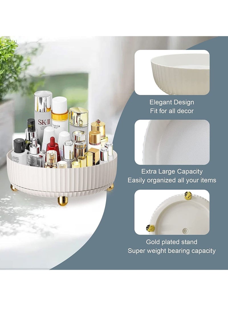 ليدين منظم عطور للمكياج يدور 360 درجة كسول سوزان لمستحضرات التجميل والتخزين والمكتب وصينية هدايا مستديرة بسعة كبيرة لمجوهراتك (أبيض) - Image 3