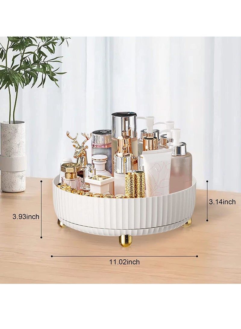 ليدين منظم عطور للمكياج يدور 360 درجة كسول سوزان لمستحضرات التجميل والتخزين والمكتب وصينية هدايا مستديرة بسعة كبيرة لمجوهراتك (أبيض) - Image 2