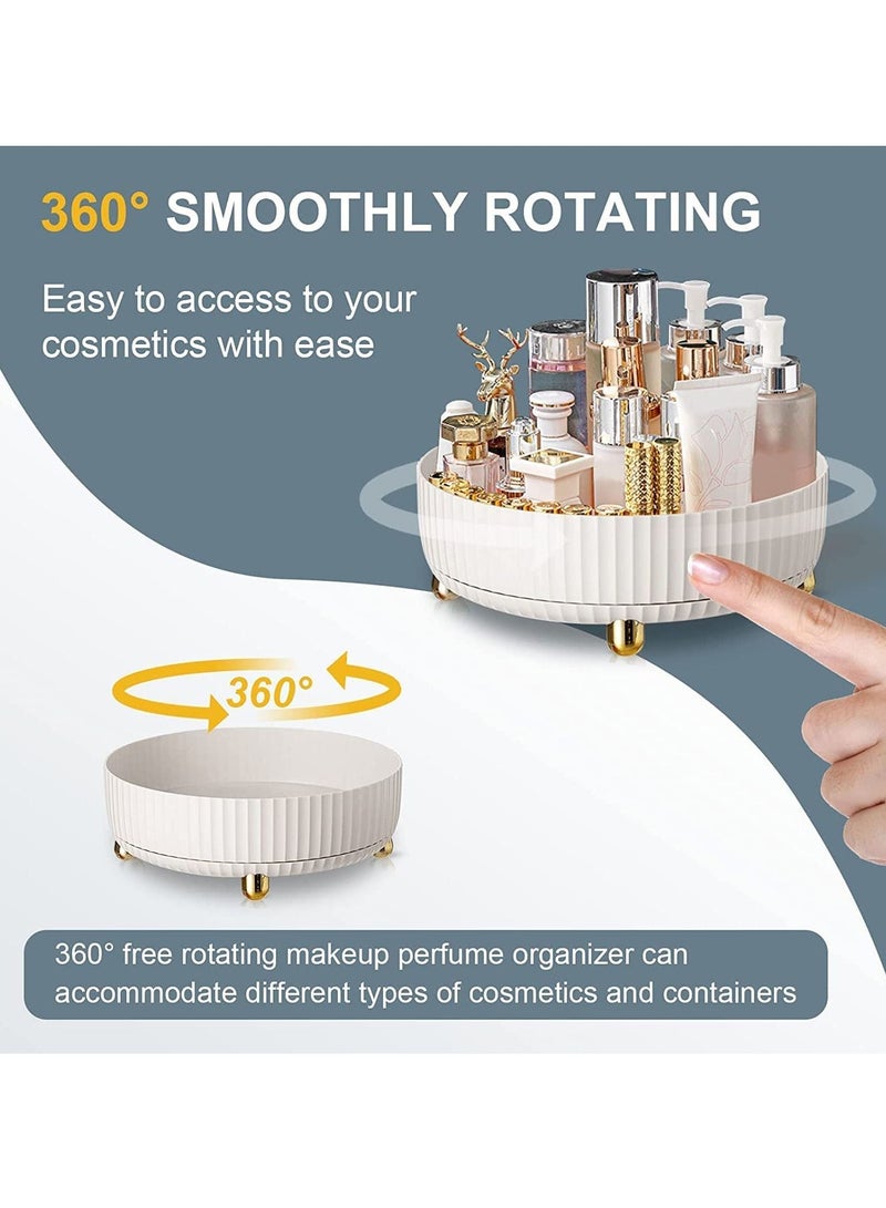 ليدين منظم عطور للمكياج يدور 360 درجة كسول سوزان لمستحضرات التجميل والتخزين والمكتب وصينية هدايا مستديرة بسعة كبيرة لمجوهراتك (أبيض) - Image 5