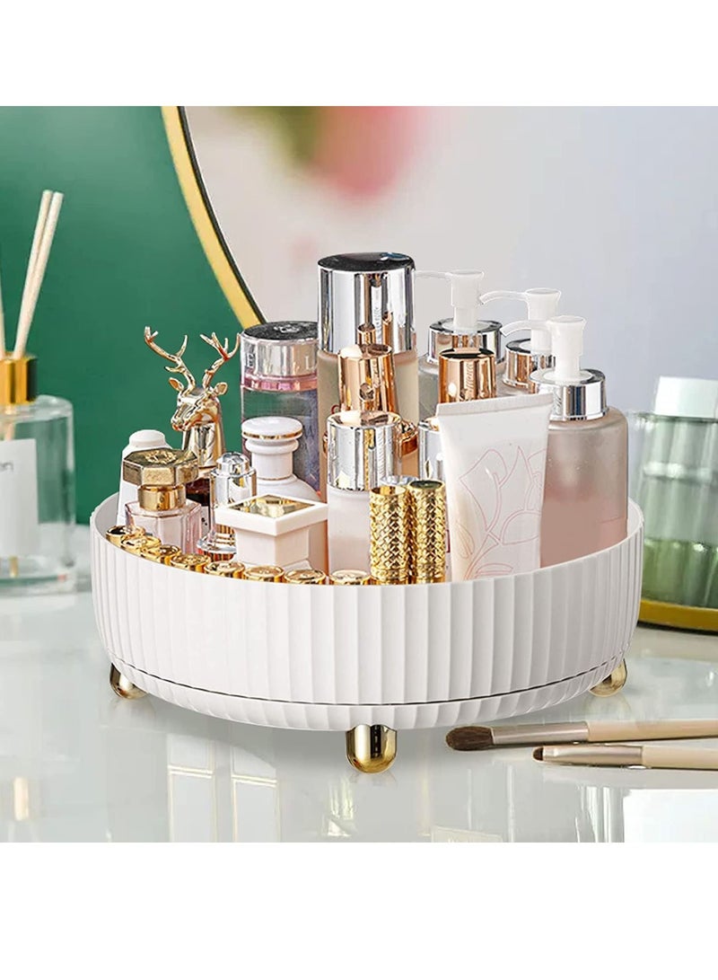 ليدين منظم عطور للمكياج يدور 360 درجة كسول سوزان لمستحضرات التجميل والتخزين والمكتب وصينية هدايا مستديرة بسعة كبيرة لمجوهراتك (أبيض) - Image 1