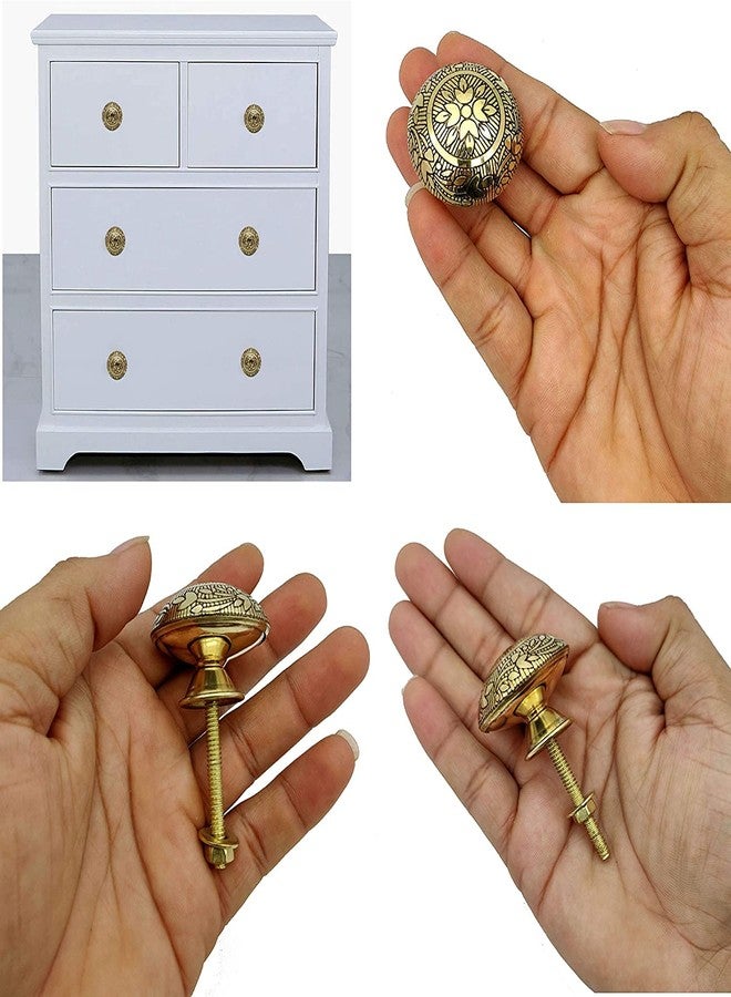 BnoSpace Handmade Classic Brass Door Knobs for Cabinets, Wardrobes & Kitchen Cupboards, 38 mm (Set of 4) - Image 3