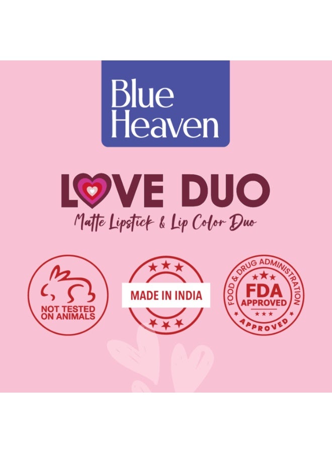 بلو هيفن أحمر الشفاه بلو هيفين لوف ديو 2 في 1 ثنائي الجوانب للنساء | عدم النقل| مرطب ويدوم طويلاً حتى 12 ساعة | تركيبة ناعمة غير لامعة - 20 |1.5 مل + 4 جرام - Image 2