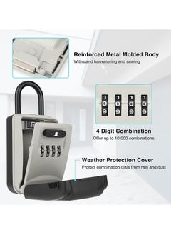 KASTWAVE Key Lock Box for Outside, Lock Box for House Keys, Key Lockbox for Key Storage Outdoor, 4 Digit Combination Lock Box for Realtors Garage Spare Keys  - Image 2