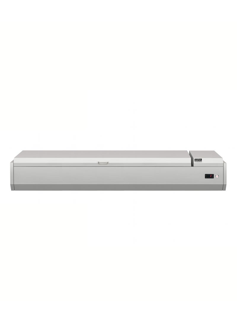 Sofia Refrigeration Salad Bar Display, Refrigerated Well, Stainless Steel Table Top Salad Display Chiller Energy Efficient (1900x395x270) - Image 2