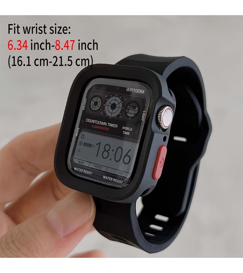 Orange TPU Thick Case And Silicone Strap Set For Apple Watch 49mm Anti Slip Sport Yoga Breathable Hollow Cover - Image 2